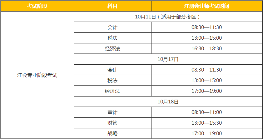 注冊(cè)會(huì)計(jì)師考試時(shí)間