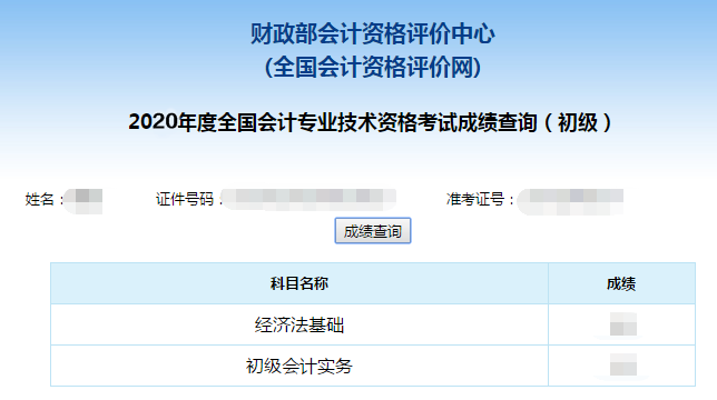 初級(jí)會(huì)計(jì)考試查分入口