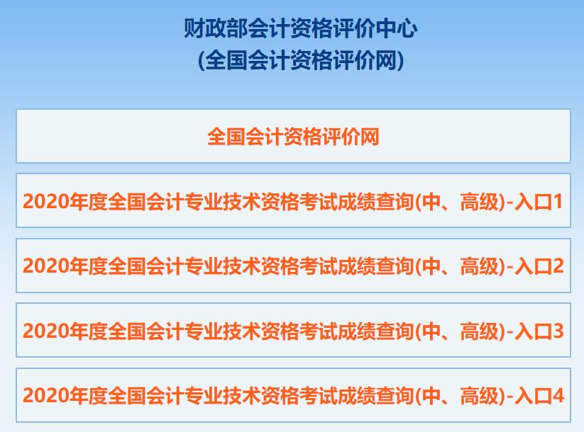 中級會計職稱成績查詢入口