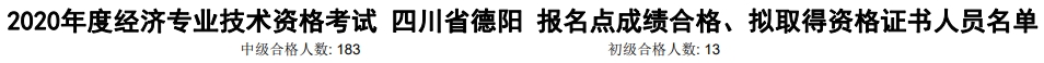 中級經(jīng)濟師考試成績合格人員名單